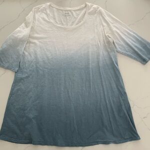PURE JILL XL BALLET SLEEVE TUNIC
100% COTTON ombré White Blue Tee New no tag